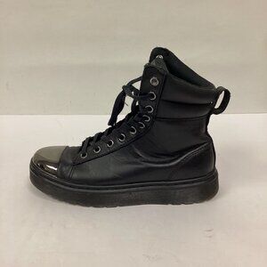 Dr. Martens Kayla Black Silver Mirror Cap Toe High Top Sneaker Boots Women SZ 6